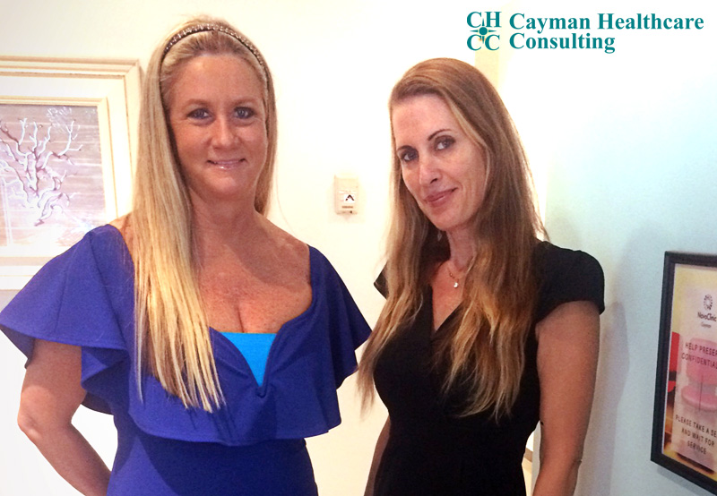 Barrie Quappe of Cayman Healthcare Consulting with Anja Gale of NovoClinic Cayman